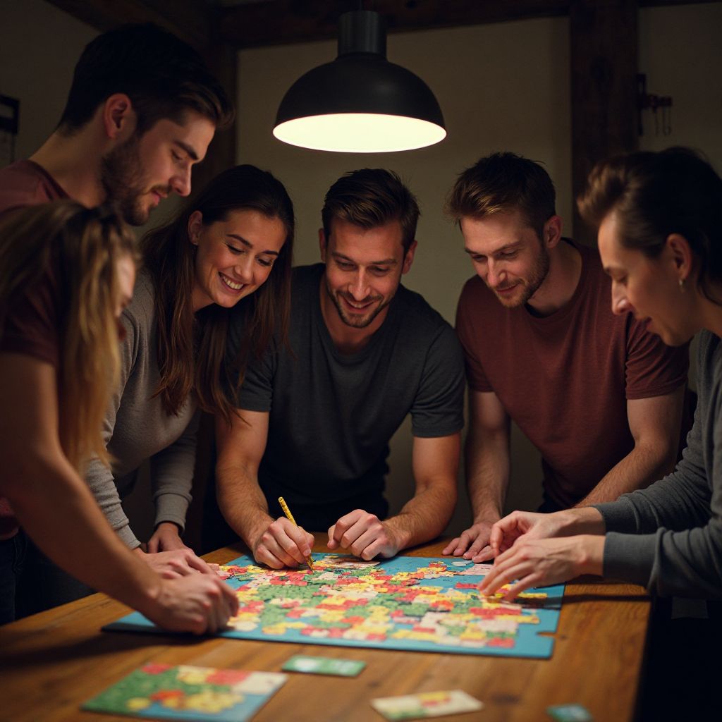 Players solving puzzles teamwork collaboration